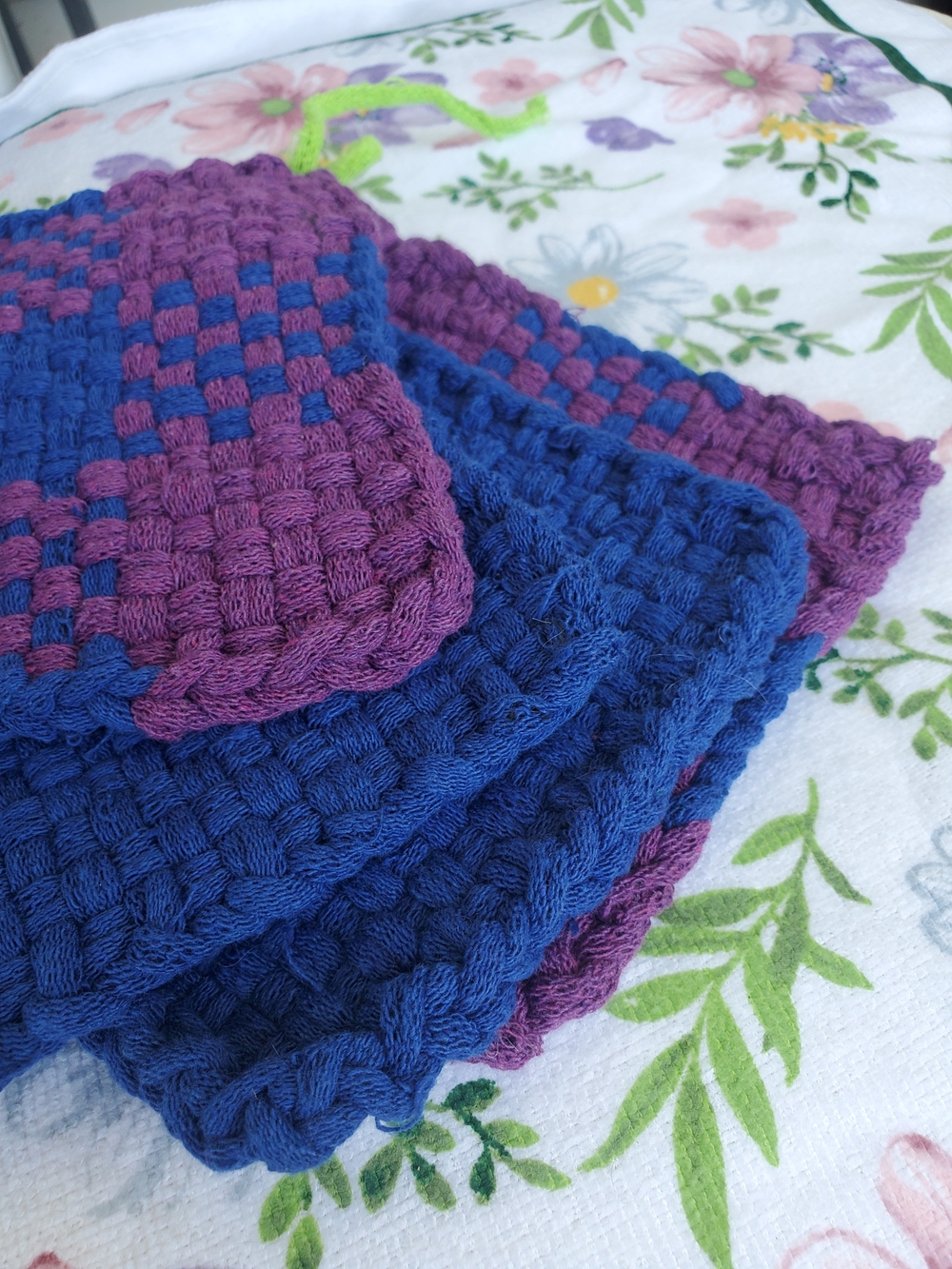 Hand Crafted Purple and Blue Woven Cotton Dishcloths